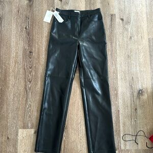 Straight Leg Faux Leather Pants